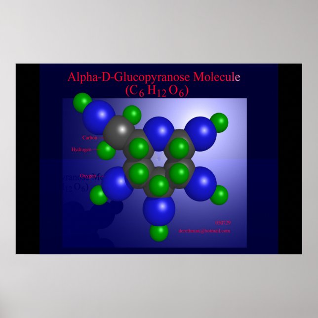 Alpha-D-Glucopyranose-Molekül (Druck) Poster (Vorne)