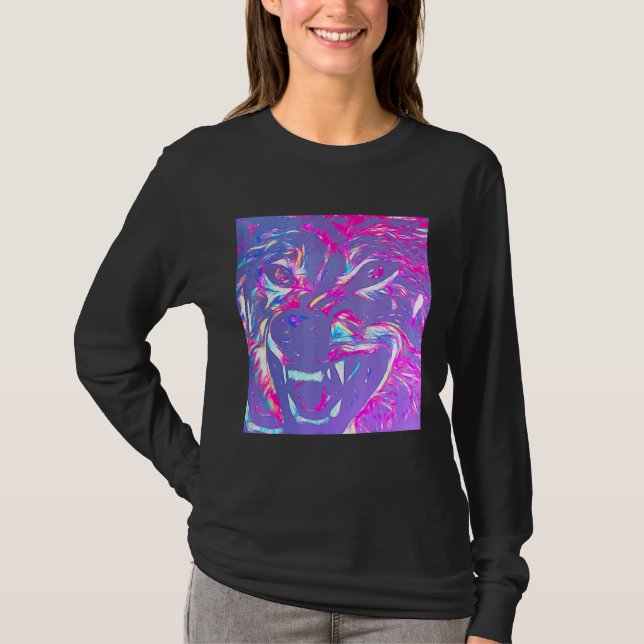 Alpha Face Angry Leader Wolf T-Shirt (Vorderseite)