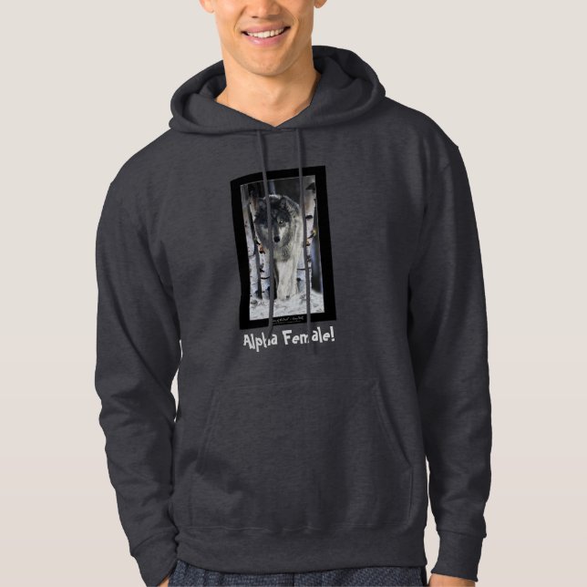ALPHA FEMALE III ~ Gray Wolf & Trees Sweat - shirt (Devant)