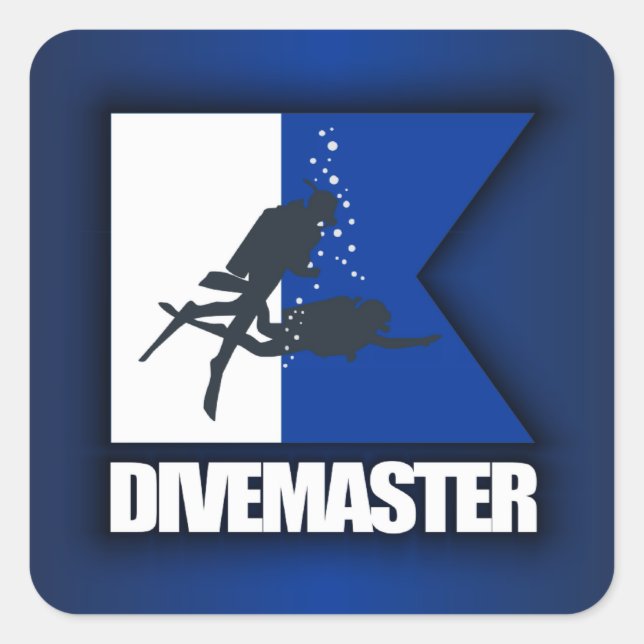 Alpha-Flagge (Divemaster) Quadratischer Aufkleber (Vorderseite)