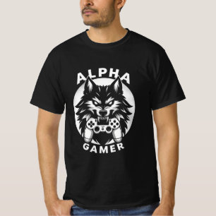 Alpha-Gamer-Wolf mit Controller T-Shirt