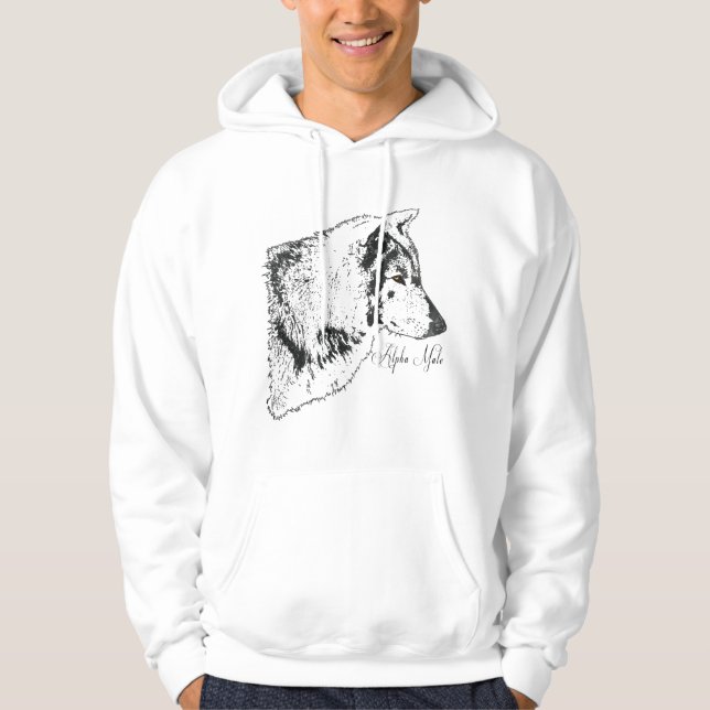 Alpha Gray Wolf Wildlife Illustration Hoodie (Vorderseite)