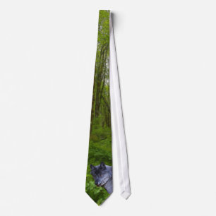 Alpha Male Gray Wolf & Forest Wildlife Necktie Krawatte