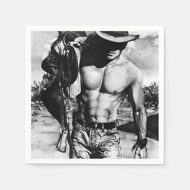 Alpha Male Rustikaler Cooler Western Cowboy Paper Serviette (Vorderseite)