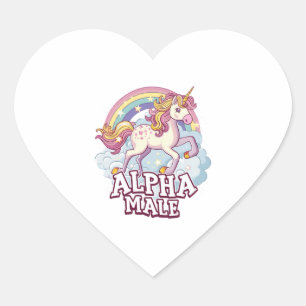 Alpha Male Unicorn Herz-Aufkleber