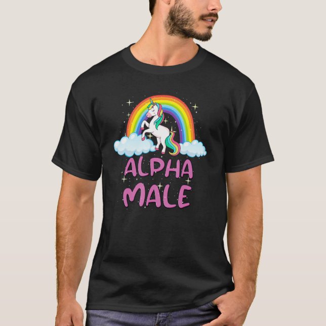 Alpha Male Unicorn Rainbow  meme sarcastic Humor T-Shirt (Vorderseite)