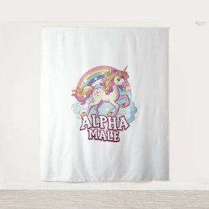 Alpha Male Unicorn Wandteppich