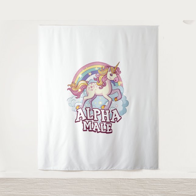 Alpha Male Unicorn Wandteppich (Vorderseite)