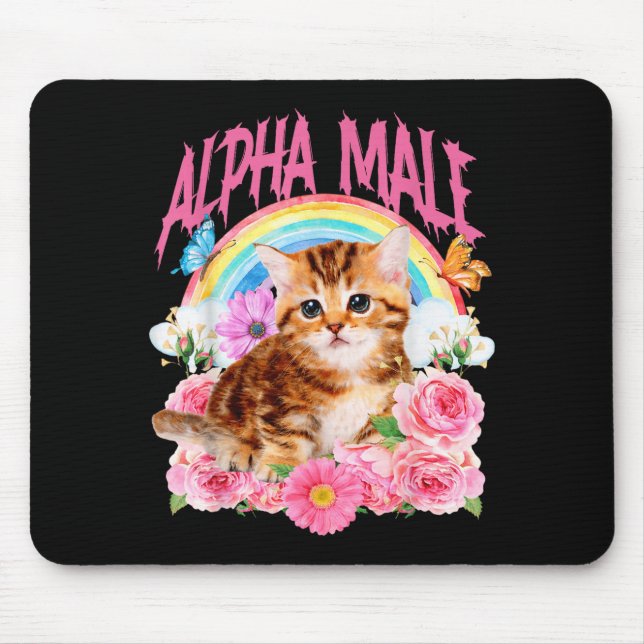 Alpha-Männchen Lustige Katze Kätzchen Regenbogen F Mousepad (Vorne)