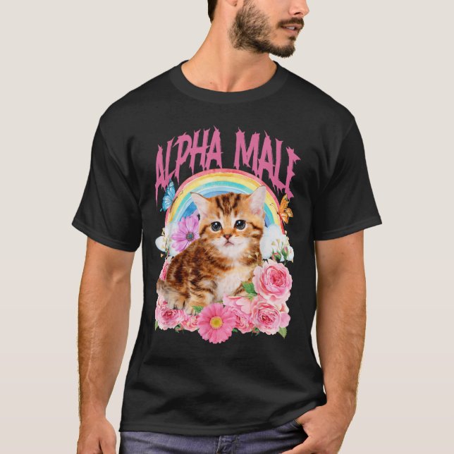 Alpha-Männchen Lustige Katze Kätzchen Regenbogen F T-Shirt (Vorderseite)