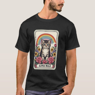 Alpha-Männchen Lustige Katze Regenbogen Blumen T-Shirt