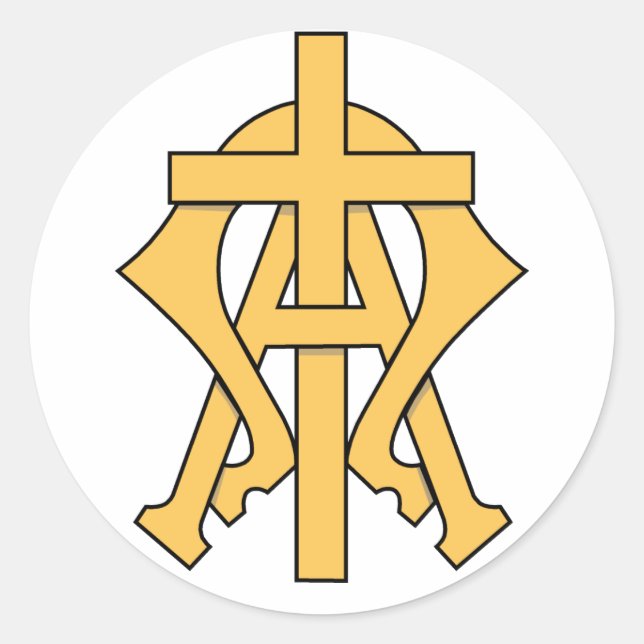 Alpha & Omega Runder Aufkleber (Vorderseite)