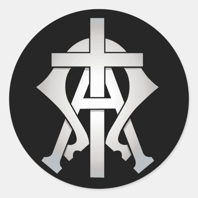 Alpha & Omega Runder Aufkleber (Vorderseite)
