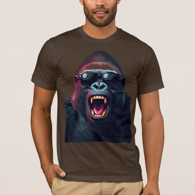 Alpha Rage – Roaring Gorilla with Sunglasses T-Shirt (Vorderseite)