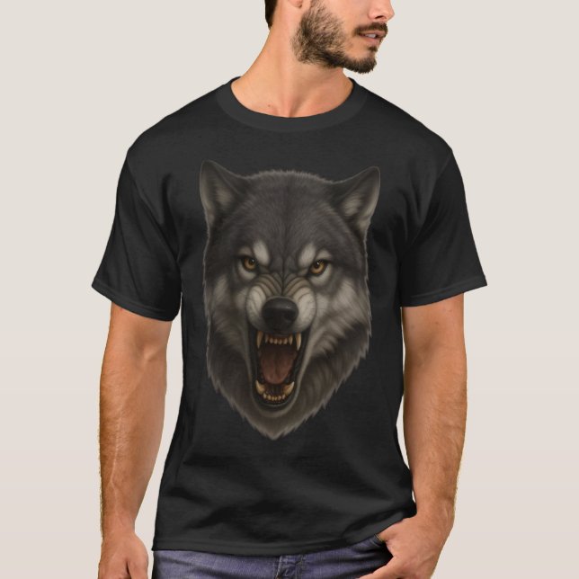 Alpha Roar – Angry Wolf Face Tee (Vorderseite)