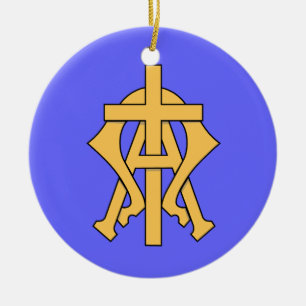 Alpha u. Omega-Weihnachtsverzierung Keramikornament