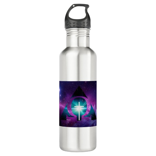 ALPHA UND OMEGA EDELSTAHLFLASCHE (Vorderseite)