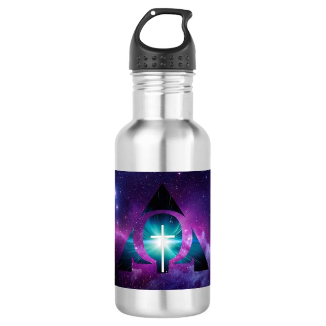 ALPHA UND OMEGA EDELSTAHLFLASCHE (Vorderseite)