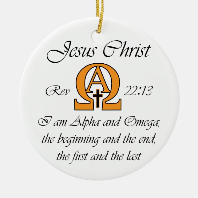 Alpha und Omega Keramik Ornament (Vorne)