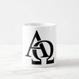 Alpha- und Omega-Symbole   Griechische Alphabet -  Kaffeetasse