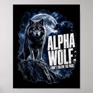 Alpha Wolf Grafik Lustige Männer Wildlife Natur Ge Poster