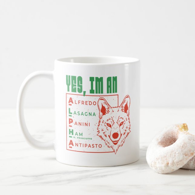 ALPHA WOLF ITALIENISCHE LEBENSMITTEL JA, ICH BIN A KAFFEETASSE (Mit Donut)