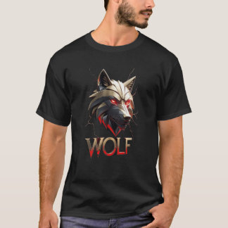 Alpha-Wolf-Kopf-Grafik-T-Shirt - Rote Glühaugen T-Shirt