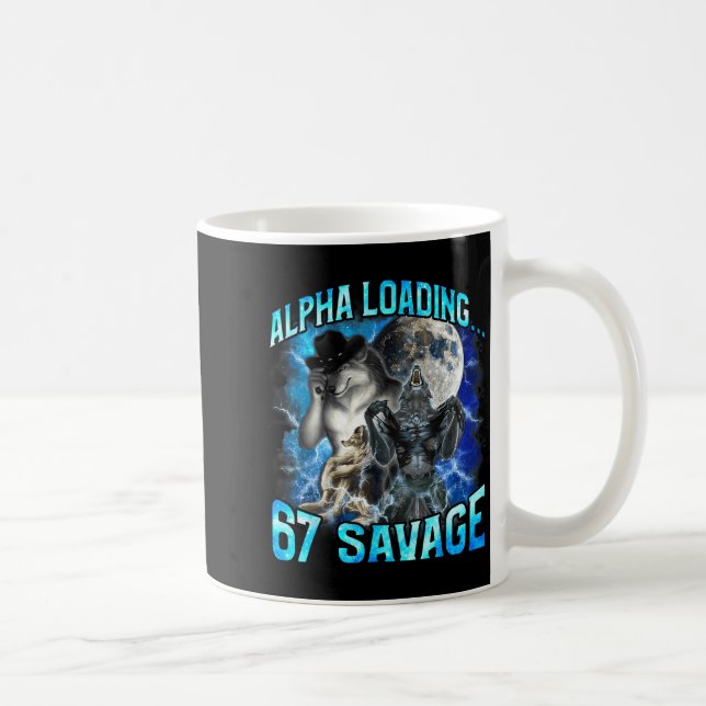 Alpha Wolf Loading 67 Percent Savage Funny Wolves  Kaffeetasse (Rechts)