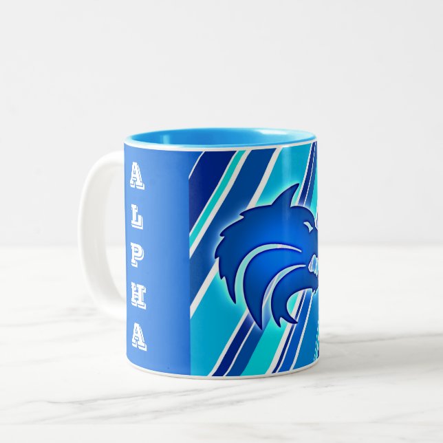 Alpha Wolf Zweifarbige Tasse (Vorderseite Links)