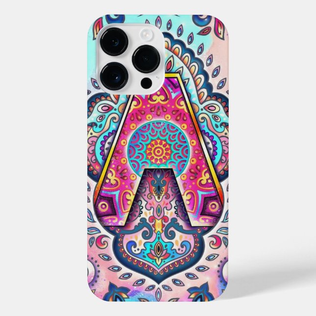 Alphabet A mandala iPhone 14 Pro Max Hülle (Rückseite)