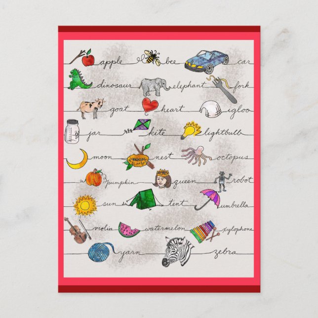 Alphabet A-Z Postkarte (Vorderseite)