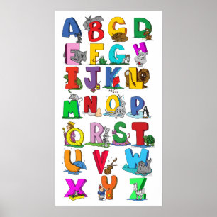 Alphabet (ab 14.95) Cartoon-Wandkarte Poster
