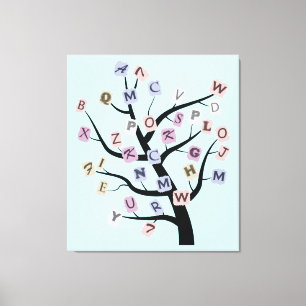Alphabet ABC-Baum, kundenspezifisch umhüllte Leinw Leinwanddruck