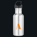 Alphabet-Anfangsbuchstaben anpassen, personalisier Edelstahlflasche<br><div class="desc">Alphabet-Anfangsbuchstaben Edelstahlflasche mit orangefarbenem Buchstaben anpassen,  personalisieren</div>