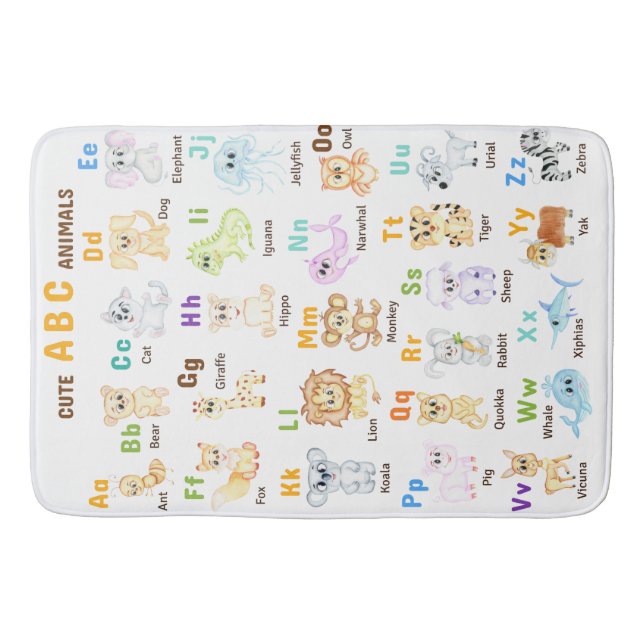 Alphabet Animal ABC Niedliche Tiere Badematte (Vorderseite)