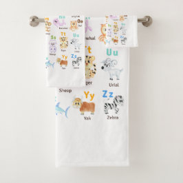 Alphabet Animal ABC Niedliche Tiere Badhandtuch Set