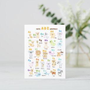 Alphabet Animal ABC Niedliche Tiere Einladungspostkarte