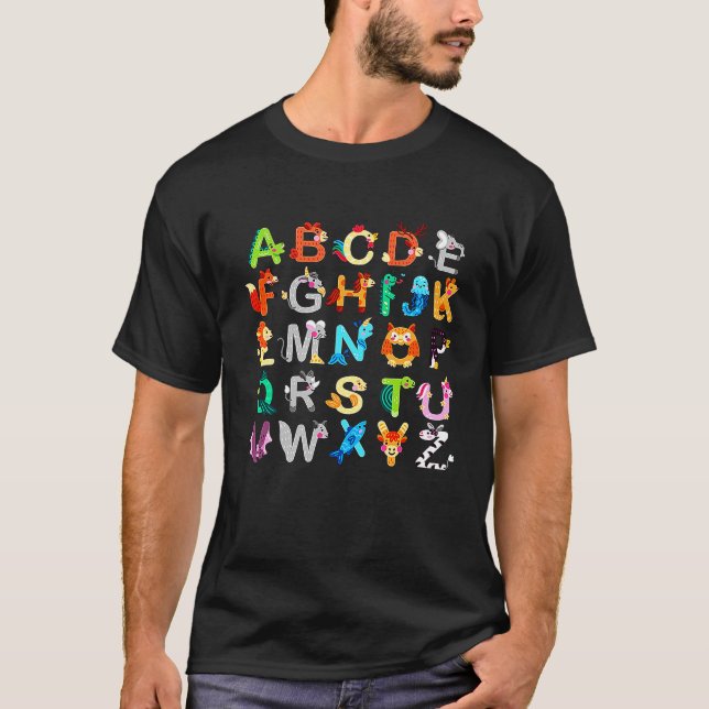 Alphabet Animal ABCs Learning Kids Begin Learn Cut T-Shirt (Vorderseite)