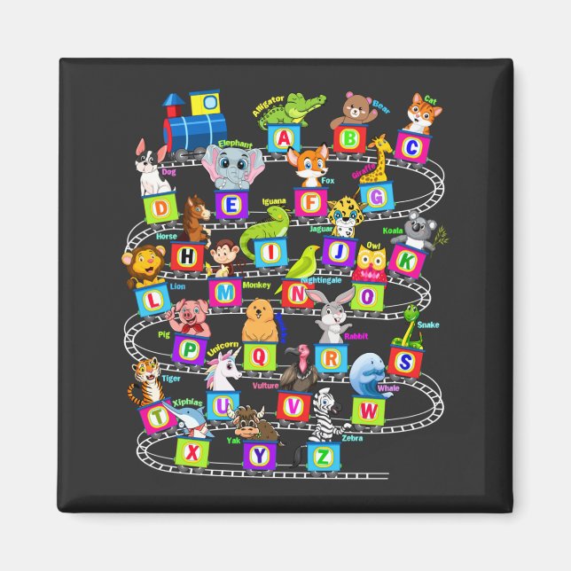Alphabet Animal ABCs Learning Square Magnet (Vorne)