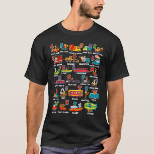 Alphabet Animal ABCs Learning Transportation Lette T-Shirt