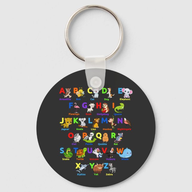 Alphabet Animal ABCs lernen Grundtastentastatur Schlüsselanhänger (Vorderseite)