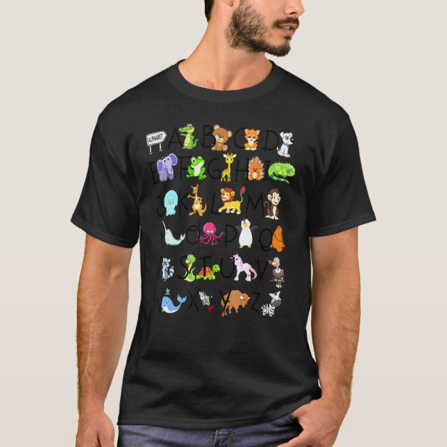 Alphabet Animals ABCs T-Shirt Kinder lernen Lear (Vorderseite)