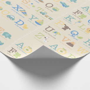 Alphabet Animals Boys Geburtstag Niedlichen Briefe Geschenkpapier