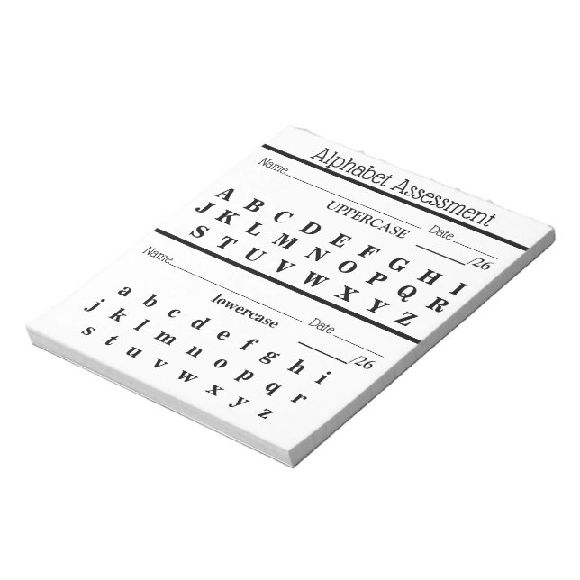 Alphabet Assessment Teacher Notepad Notizblock (Rotiert)