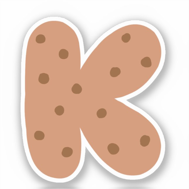 Alphabet-Aufkleber, Letter-K-Aufkleber, Cookie Aufkleber (Vorderseite)