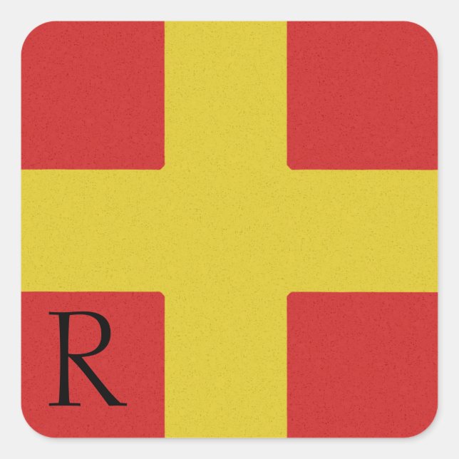 Alphabet-Aufkleber R für die Signalflagge Quadratischer Aufkleber (Vorderseite)