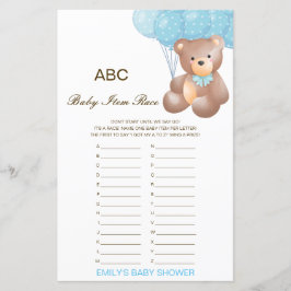 Alphabet Baby Item Babydusche Game PRINTED