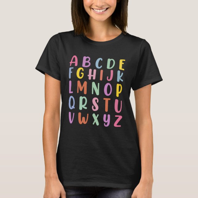 Alphabet Back To School Pre K Kindergarten Teacher T-Shirt (Vorderseite)