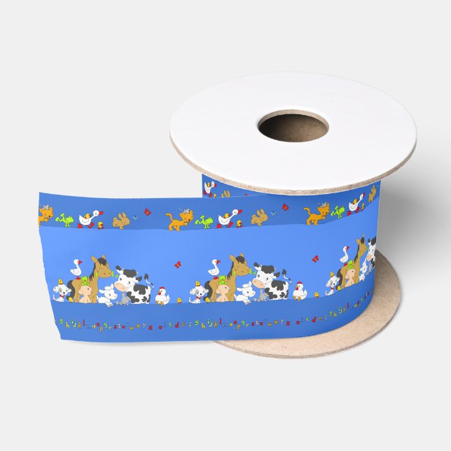 Alphabet Bauernhof-Wiederholt Satinband (Spule)