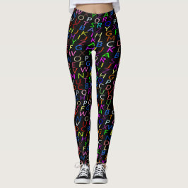 Alphabet Black Leggings